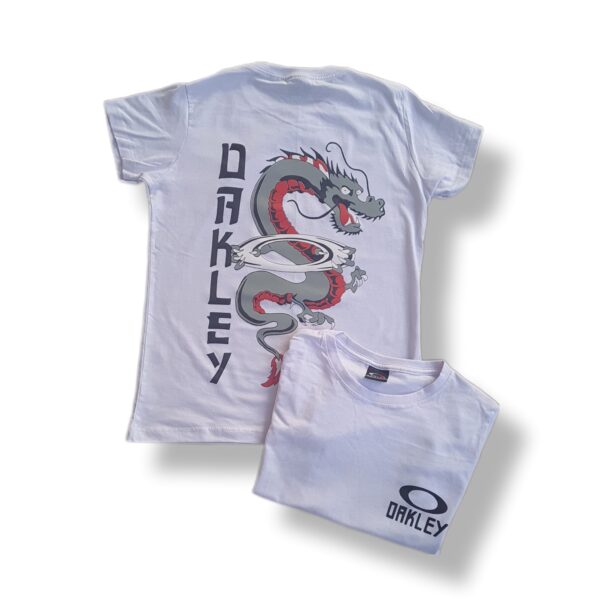 camiseta oakley dragon branco feminina  100% algodão