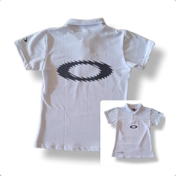polo oakley static branca feminina